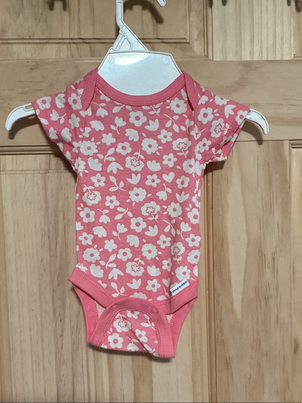 Pink Floral Short-Sleeve Baby Bodysuit